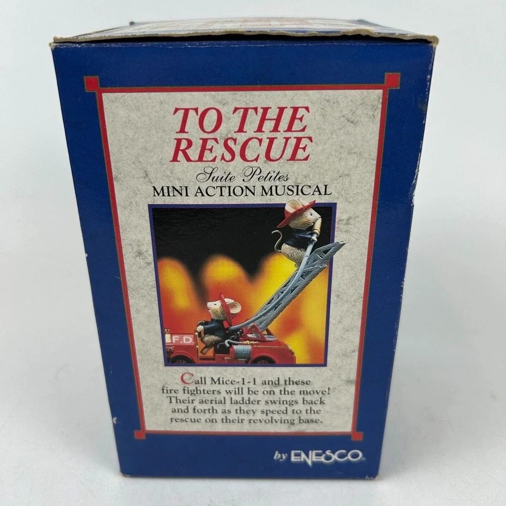 Enesco Mice On Fire Truck Fire Department To the Rescue Mini‎ Action Musical VTG